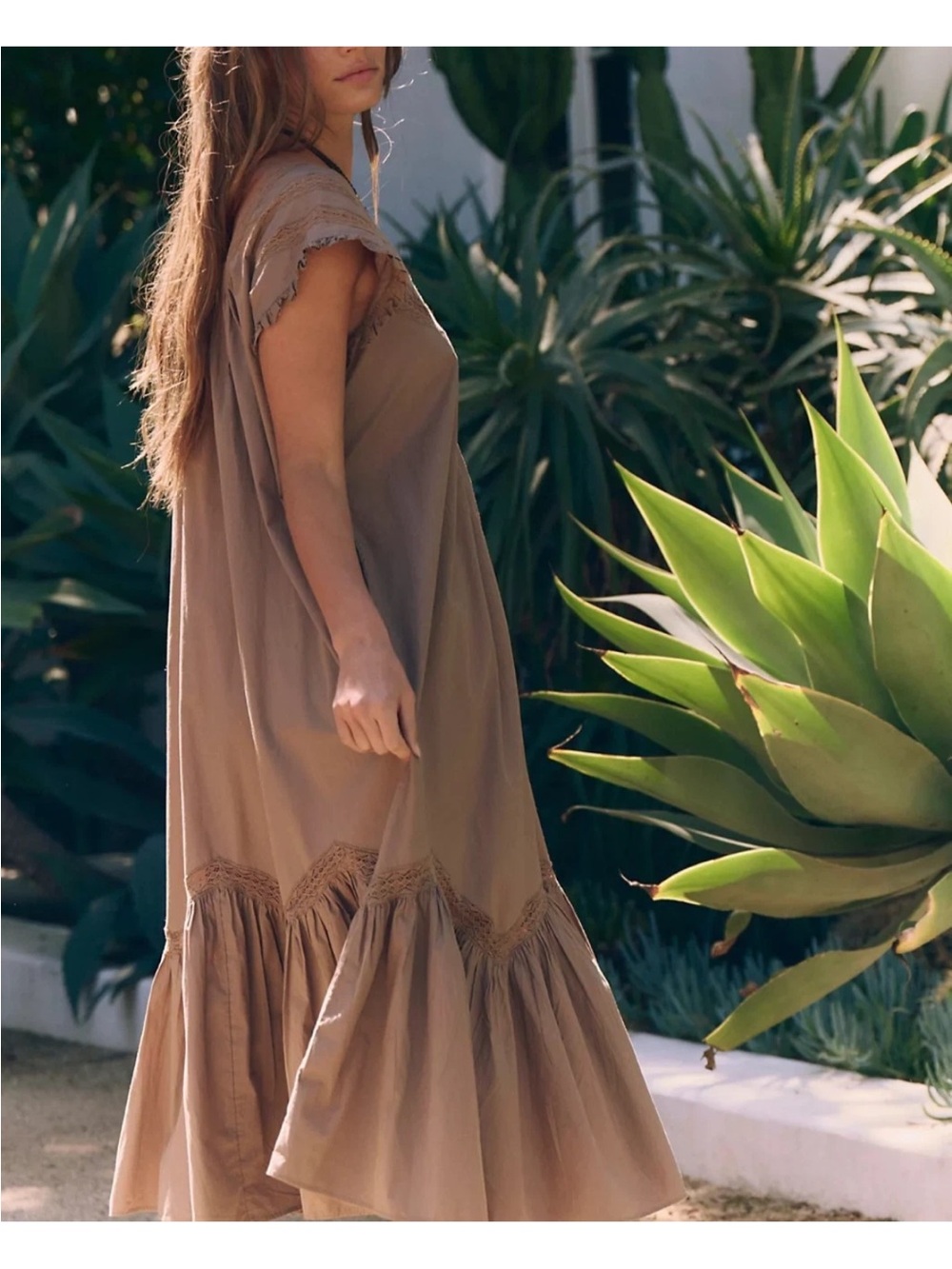 Free People Aster Midi Dress Womens Small Rose Excellent Boho Lace Free-Est - Picture 3 of 9
